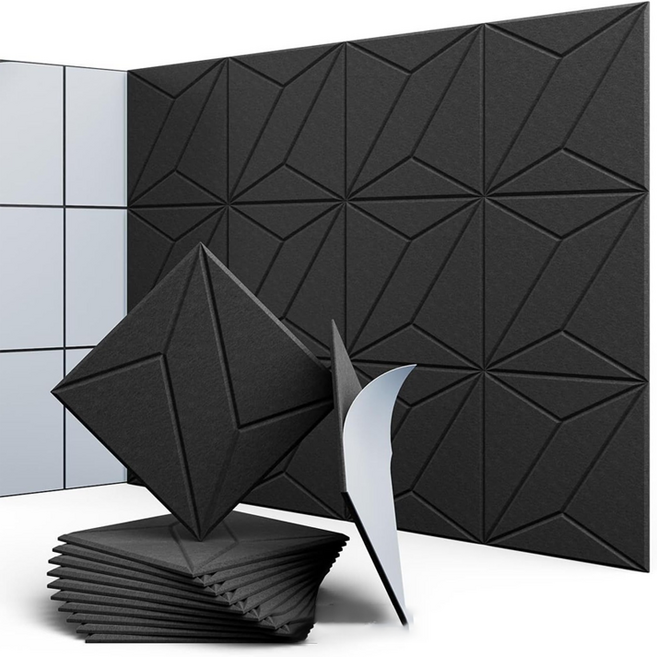 난리시스터즈 접착식 생활 소음방지 흡음재 30cm x 30cm x 9mm, 블랙, 12개