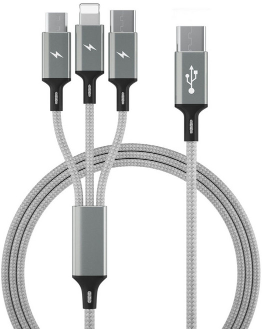 모조리 스카이메타C 3in1 고속충전 멀티 케이블, 2m, 메탈실버, 1개