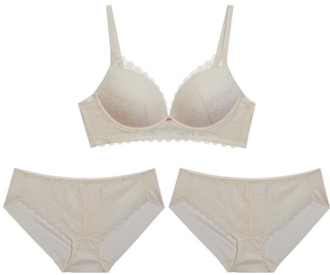 원더브라 로맨틱 레이스 노와이어 브라 + 팬티 세트 WIZ022 WBW5N1