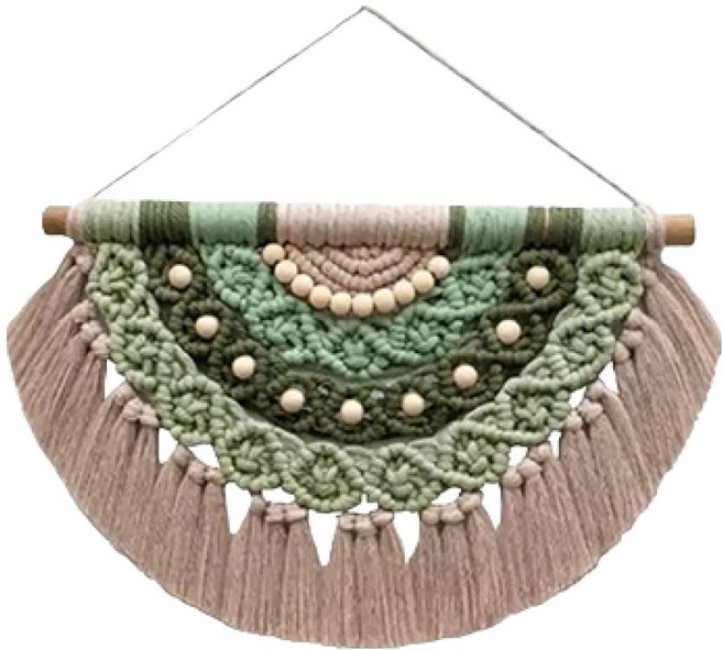 파라다이소 PSD홈데코 달빛을 품은 숲 인테리어 벽장식 반달 마크라메, 핑크