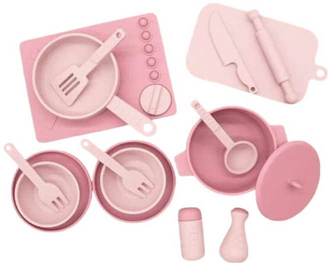 아동용 꼬마천사 말랑 소프트 소꿉놀이 16종 세트, 핑크, 1개