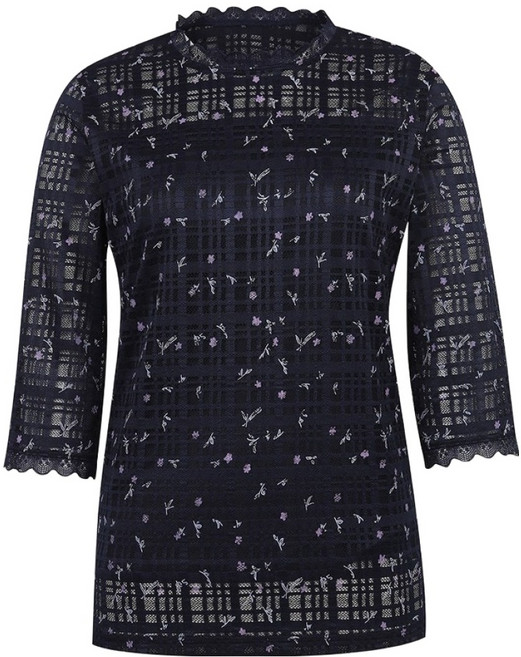 Crocodile 鱷魚 蕾絲七分袖雪紡T恤 CLCMTS108