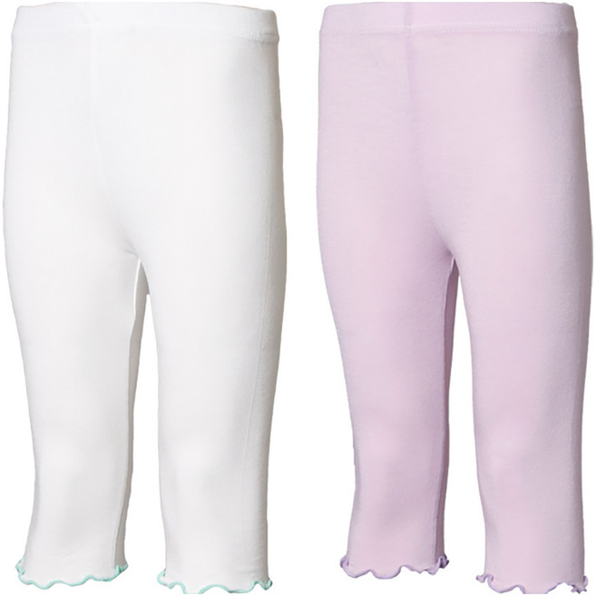 유라비 여아용 엘프 프릴 7부 모달 스판 베이직 레깅스 2p