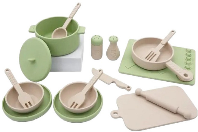 아동용 꼬마천사 말랑 소프트 소꿉놀이 16종 세트, 그린, 1개