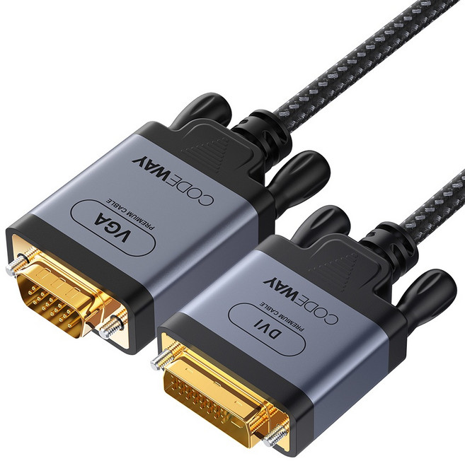 코드웨이 DVI-D to RGB VGA 케이블, 1개, 1.2m