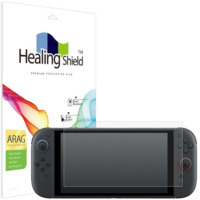Healing Shield 任天堂 Switch 2 ARAG 高畫質低反射螢幕保護貼 2入組, 1套