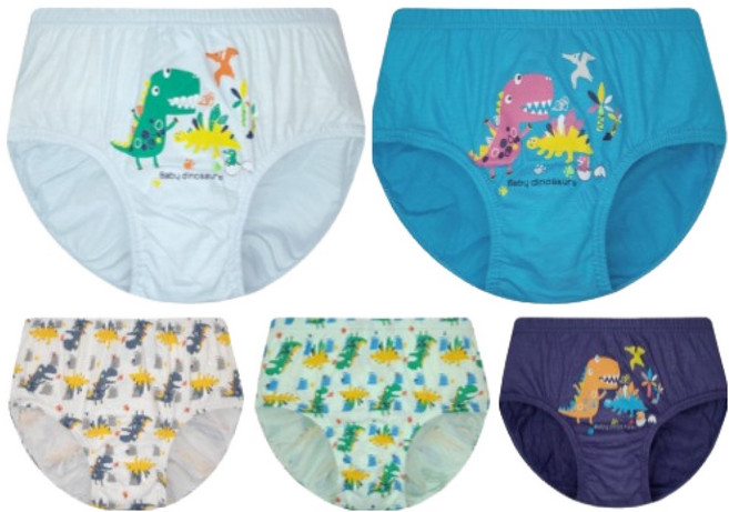 아날도바시니 남아용 딩동댕 아기공룡 삼각팬티 5종 세트