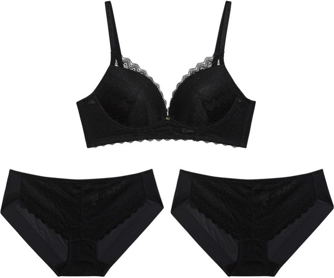 원더브라 로맨틱 레이스 노와이어 브라 + 팬티 세트 WIZ022 WBW5N1