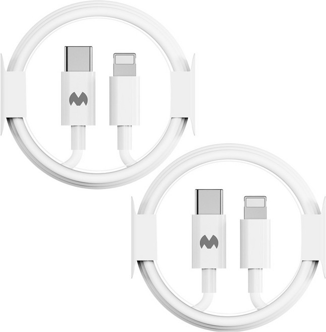 구스페리 C타입-라이트닝 8핀 아이폰 고속충전 케이블, 1m, 화이트, 2개