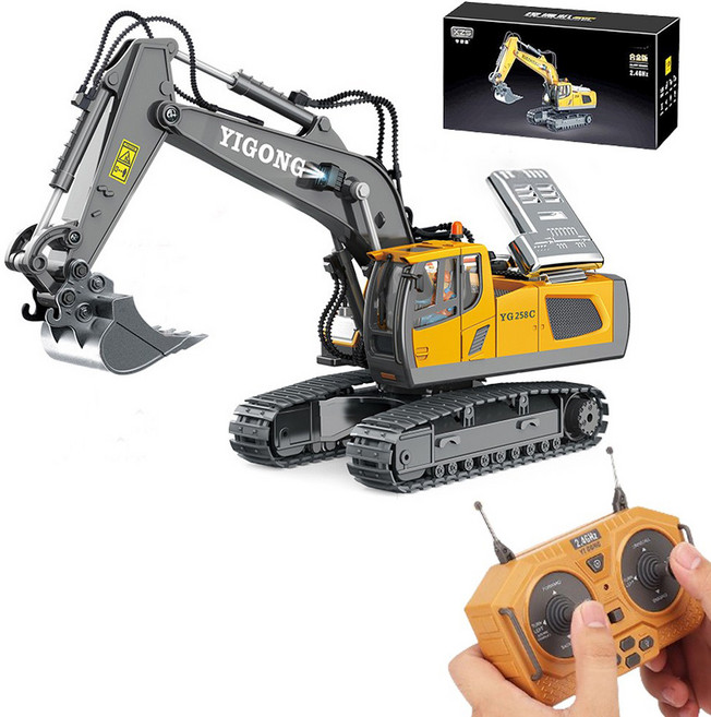 엑스제트에스 터보넷 굴삭기 무선 리모컨 RC카 완제품, 혼합색상, 1개