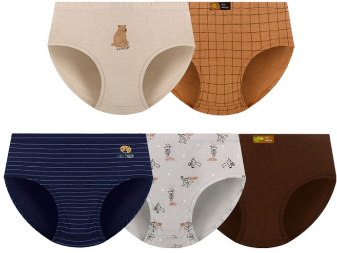 엠알키즈 남아용 퍼니 무형광 순면 삼각팬티 5종 세트