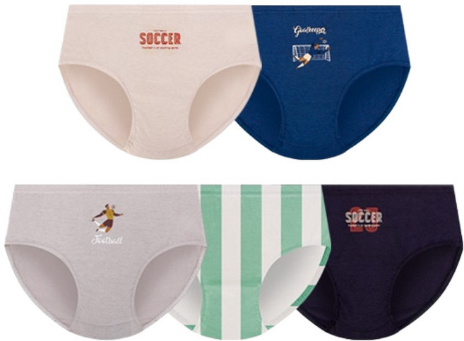 mrkids 男童足球無螢光純棉學生三角內褲5件組