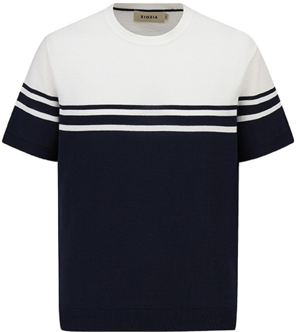 지오지아 남성용 미라쿨 블럭패턴 반팔 니트 AEF2ER1102