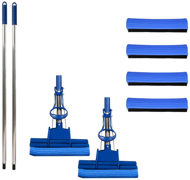 마이닝 S타입 펄프 청소기 밀대 블루 2p +펄프 리필 6p 세트, 1세트