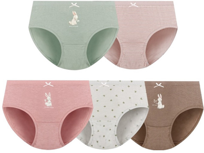 엠알키즈 여아용 데이지 무형광 순면 학생 삼각팬티 5종 세트