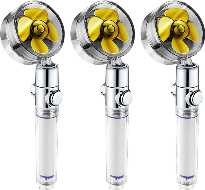 強力渦輪增壓過濾蓮蓬頭含濾棉, 3個, 銀色 + 白色