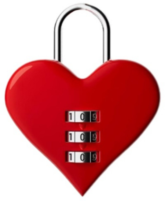 3다이얼 하트 자물쇠 레드, 1개