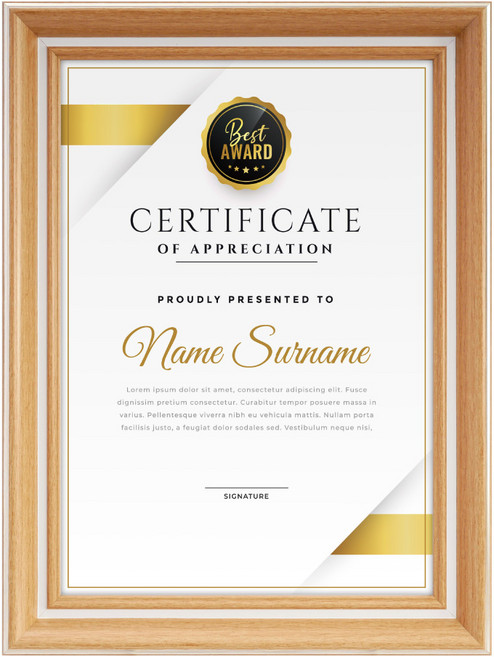 TRENY 雙色大賞A4獎狀證書立體相框 原木色 34.4 x 25.6 x 2.2cm, 1個