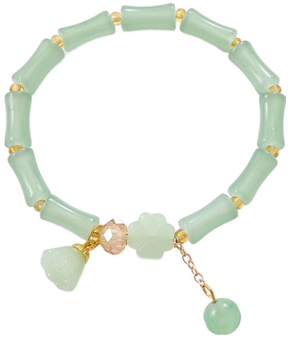 홈셀 행운기원 팔찌 K3629 옥 사각 은방울꽃 18cm, 1개