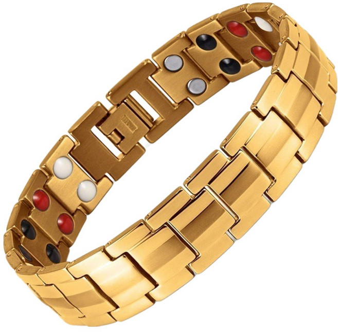 홈셀 남성용 티타늄 팔찌 골드 21 x 1.5 cm, 1개