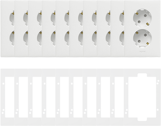 르그랑 아펠라화이트 Simple 45도 핀타입 2구 매입콘센트 + 보조대 세트, 10세트