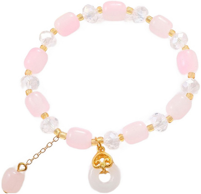 홈셀 행운기원 팔찌 K3627 핑크 화이트 18cm, 1개