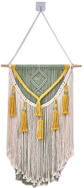 파라다이소 PDS홈데코 햇살의 노래 컬러 프린지 인테리어 벽장식 마크라메, 그린