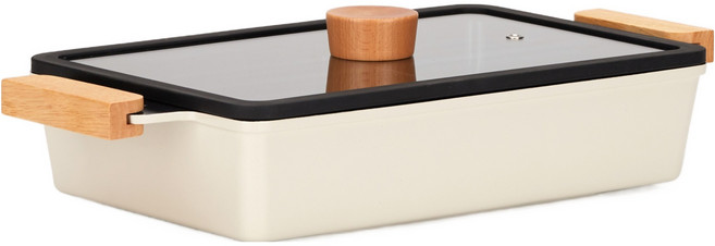 비자트 인덕션 올인원 세라믹 반반팬, 32cm, 아이보리 + 블랙, 1개