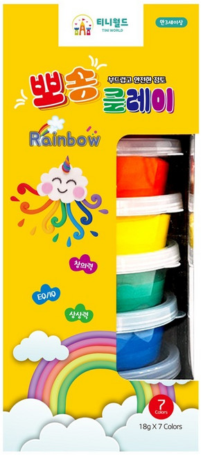 티니월드 레인보우 뽀송클레이 세트 126g, 혼합색상, 18g, 1세트