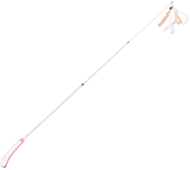 OUTSY 撩動貓心羽毛替換伸縮棒逗貓棒 伸縮設計方便收納, 1支, 甜夢粉