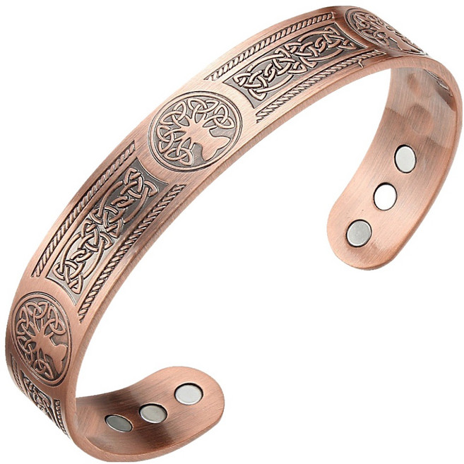 홈셀 생명나무 뱅글 구리 팔찌 브론즈 19 x 1.5 cm, 1개