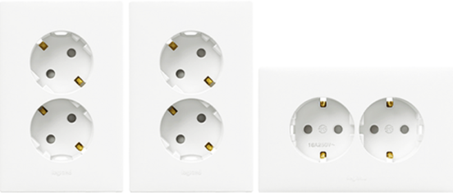르그랑 아펠라 화이트 매입콘센트 2구 2개 + 2구 가로형, 1세트