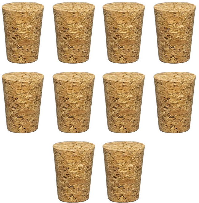 경사형 압착 코르크 와인병 마개, 브라운, 10개