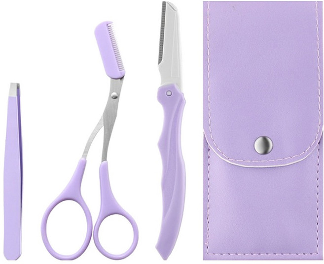 올웨일리 눈썹관리 뷰티 눈썹 정리 파우치 3종 세트 TSP2532, 1세트, 퍼플