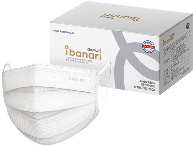 아이바나리 덴탈 마스크 중형, 50개입, 1개, 클린화이트