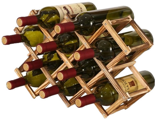 사인포스트 원목 10병 보관 와인 거치대, 어두운 원목색, 1개