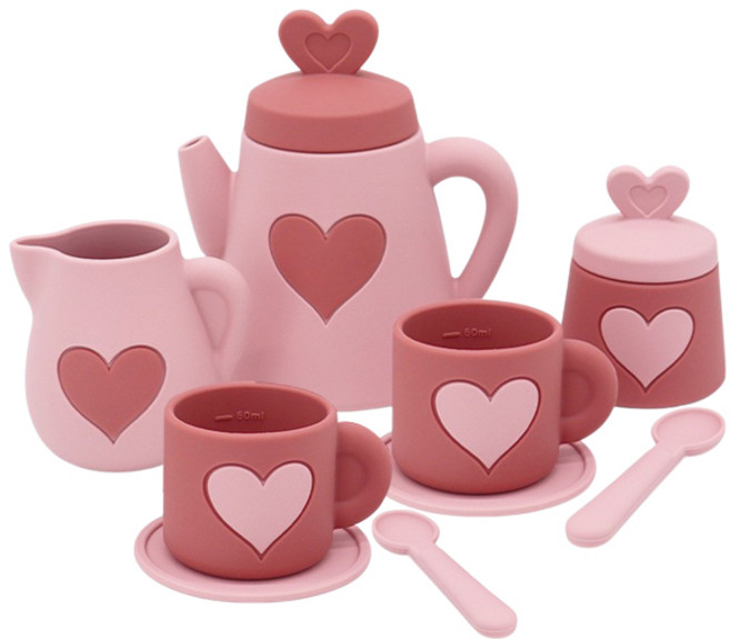 아동용 꼬마천사 말랑 소프트 소꿉 찻잔놀이 티세트, 핑크, 1세트