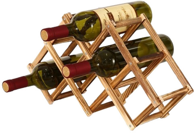 사인포스트 원목 6병 보관 와인 거치대, 어두운 원목색, 1개