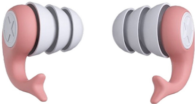 누비나 실리콘 돌고래 방음 수면 수영 공부 귀마개 좌우 세트 핑크, 1세트