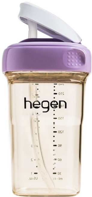 헤겐 유아용 NEW PPSU 빨대컵 느린 유속, 240ml, 퍼플, 1개