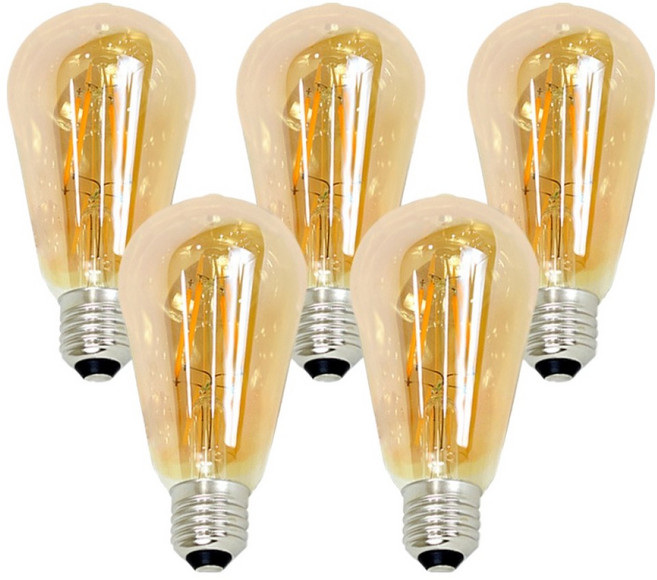 Ledison LED 에디슨 전구 ST64 4W 2200K, 전구색, 5개