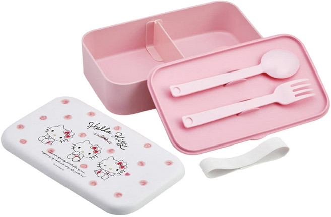 스케이터 도시락통 1단 + 스푼 + 포크 세트 PLB10SF, 헬로키티, 1개