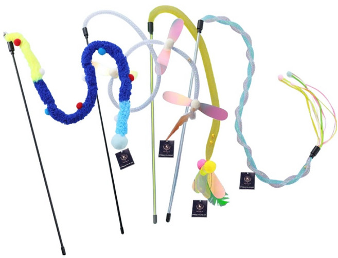 딩동펫 고양이 프레시 낚시대 장난감 4종 세트, 혼합색상, 1세트
