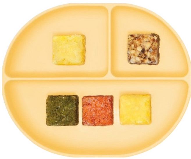 마더케이 허그 이유식 3구 흡착식판, 레몬, 1개