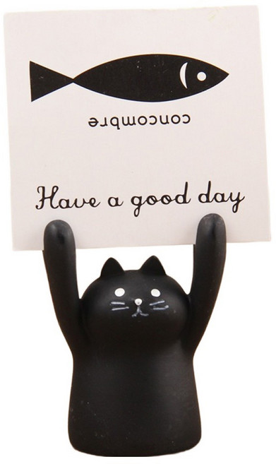 굄스 책상꾸미기 명함 메시지 홀더 꽂이, 검은 고양이, 1개