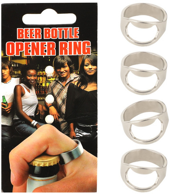 스투피드 비에이비오 병따개 반지 오프너, 4개