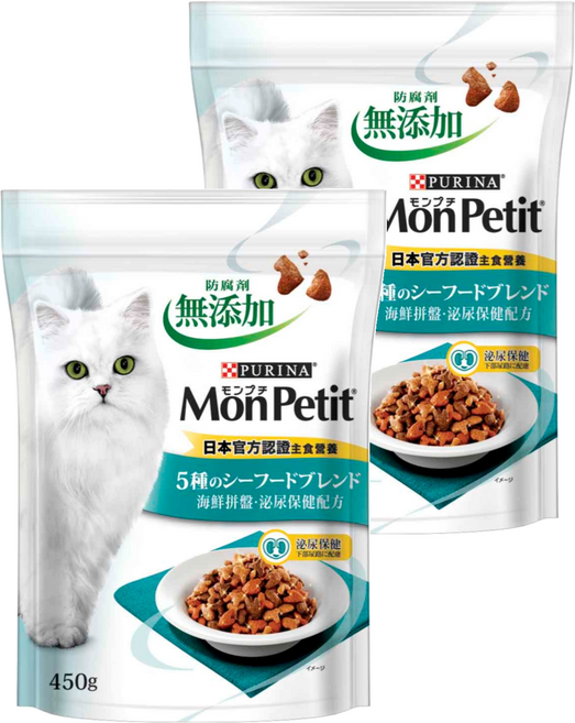 MonPetit 貓倍麗 成貓用海鮮拼盤泌尿保健配方乾糧, 450g, 2包, 鮪魚