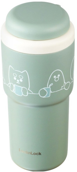 LocknLock 樂扣樂扣 野獸朋友們 馬卡龍保溫杯, 480ml, 天空藍 + 薄荷綠, 1個