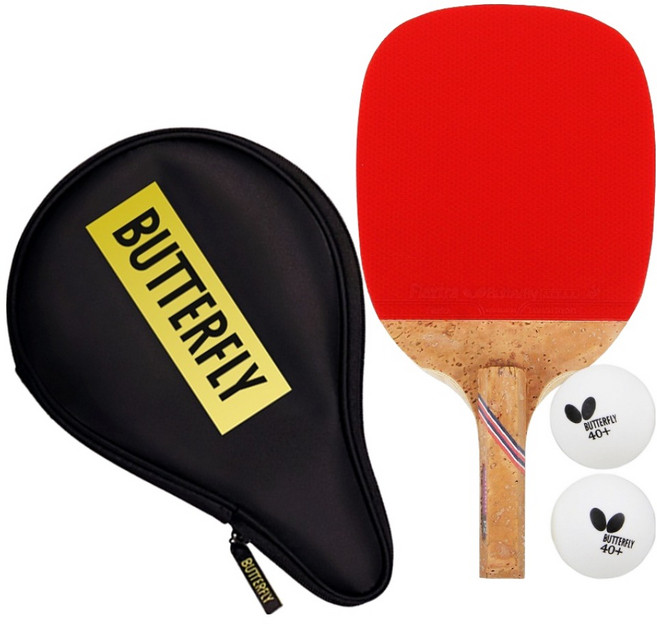 버터플라이 나카마 P-2 카본 단면 탁구라켓 + 뉴BD로고풀 케이스 2 옐로 + 탁구공 2p 세트, NAKAMAP2CY, 1세트