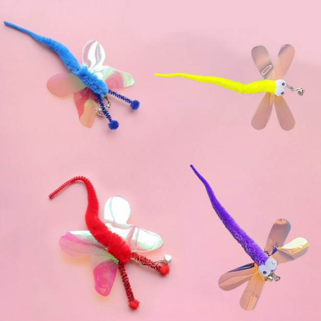 딩동펫 고양이 낚싯대 리필 세트 모음, 나비 잠자리 4종, 1세트